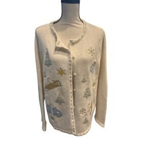 Women’s Field Gear Holiday Angora Blend Cardifan Sweater Size Large